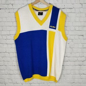 FUBU Yellow Blue Sweater Vest Large